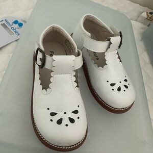 White Kids Shoes with Scalloped Edges